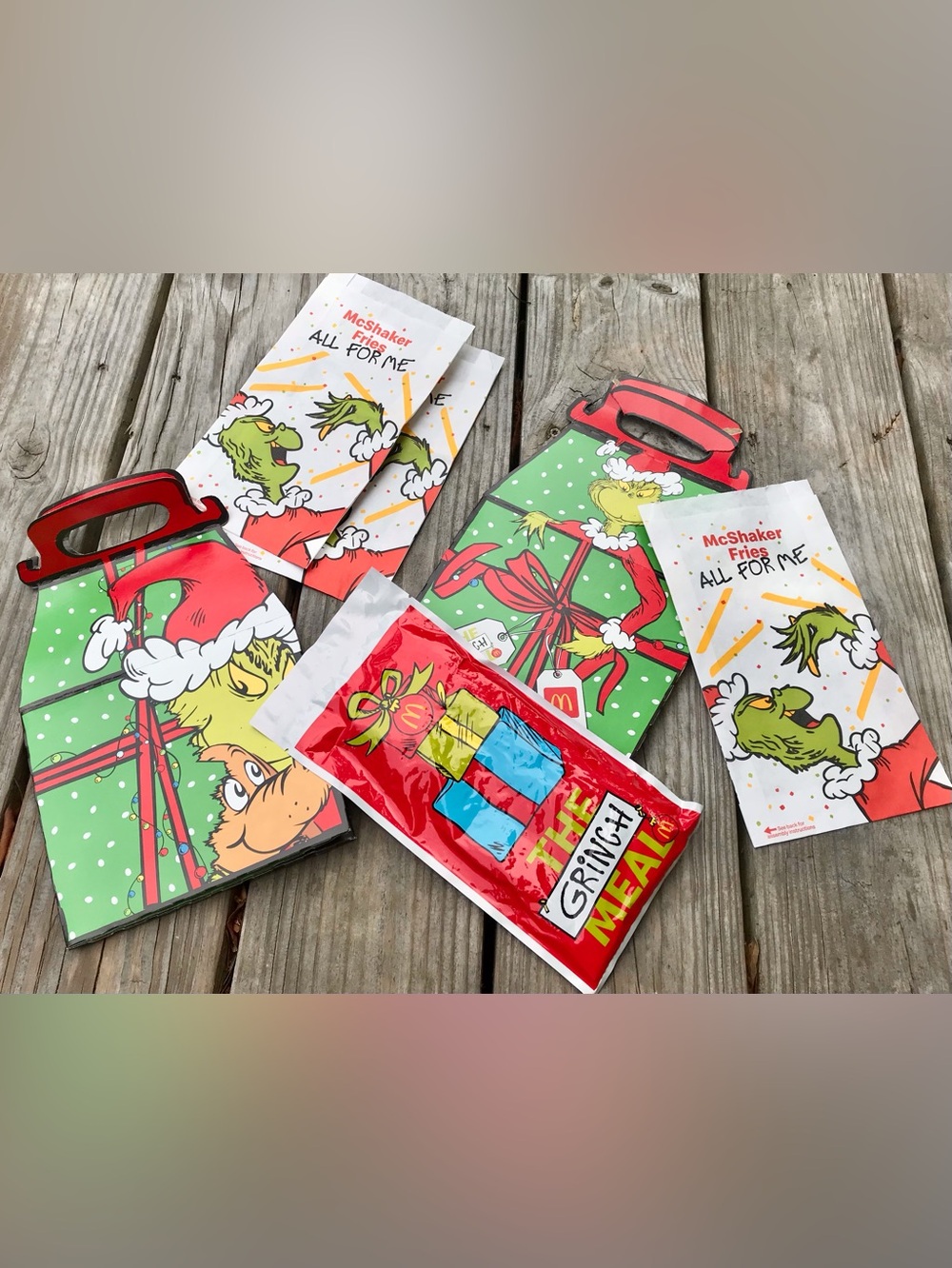 McDonald’s X Grinch Sealed Surprise Bag Socks Paper Fry Envelope Happy Meal Box